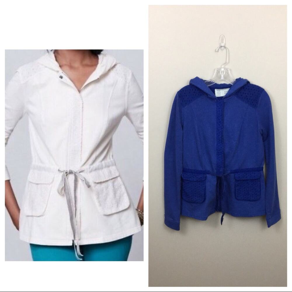 Anthropologie Saturday Sunday Blue Eyelet Zip Jacket